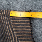 Chic Knits Lanalee Cardigan Large Y2K Taupe Striped Buckle Lettuce Edge NEW - take2supply