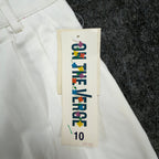ON THE VERGE Vintage 90s Pleated Shorts Women 10 White Cotton Blend NWT USA - take2supply
