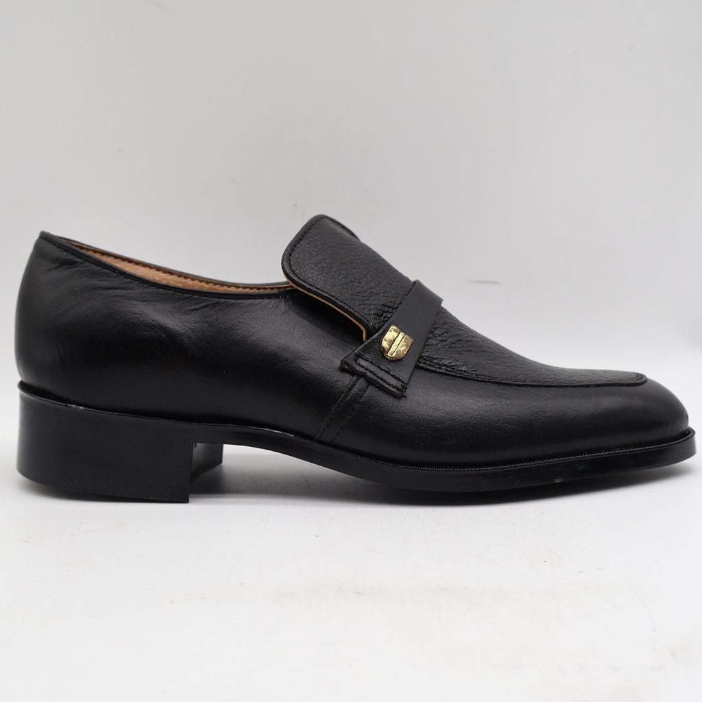 Barclay Slip On Loafers Mens 7 D Vintage Black Leather PermaSole USA 95183 - take2supply