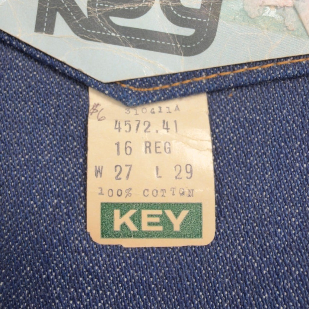 Key Vintage 70s Flare Jeans Boys 16 Reg W 27 L 29 Blue Cotton Deadstock NWT - take2supply