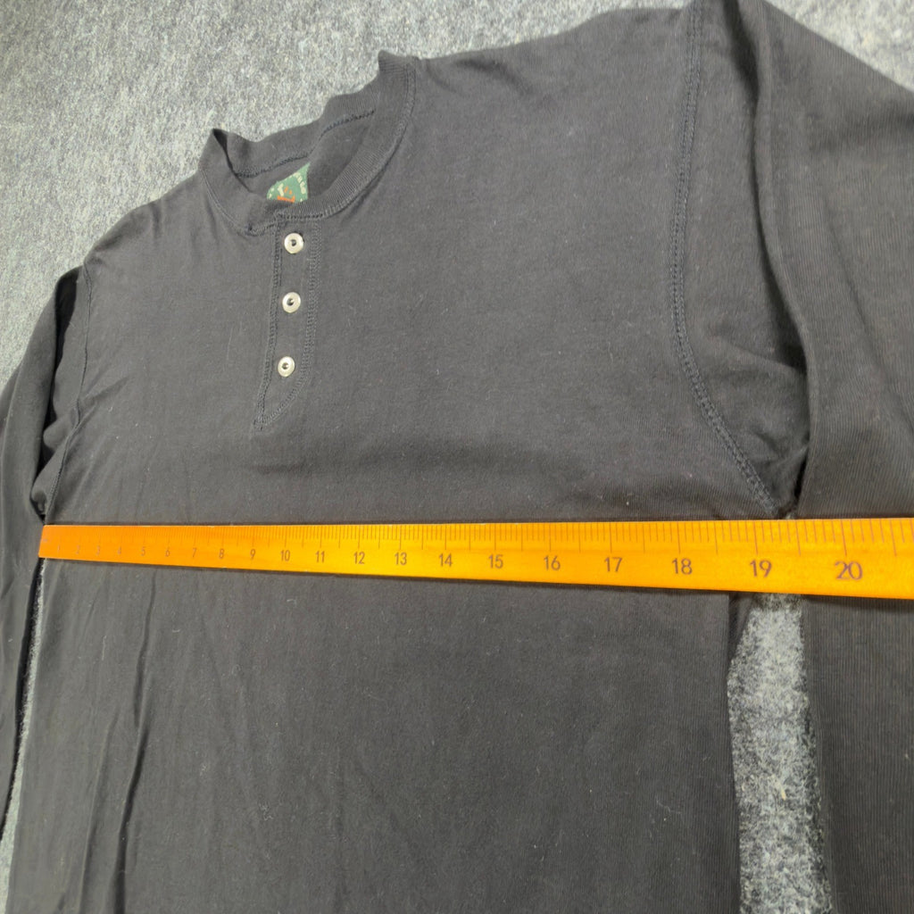 Ferruche Henley Shirt Mens M Black 100% Cotton Long Sleeve Casual New - take2supply