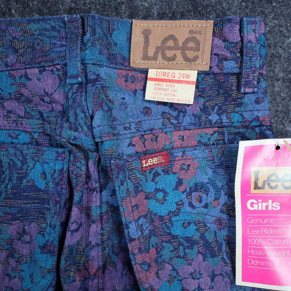 Lee Riders Girls 10 Regular Floral Jeans Straight Leg Blue USA Cotton NOS NWT - take2supply