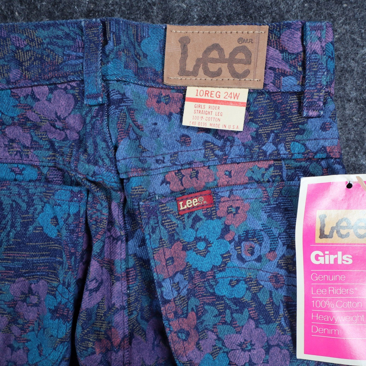 Lee Riders Girls 10 Regular Floral Jeans Straight Leg Blue USA Cotton NOS NWT - take2supply