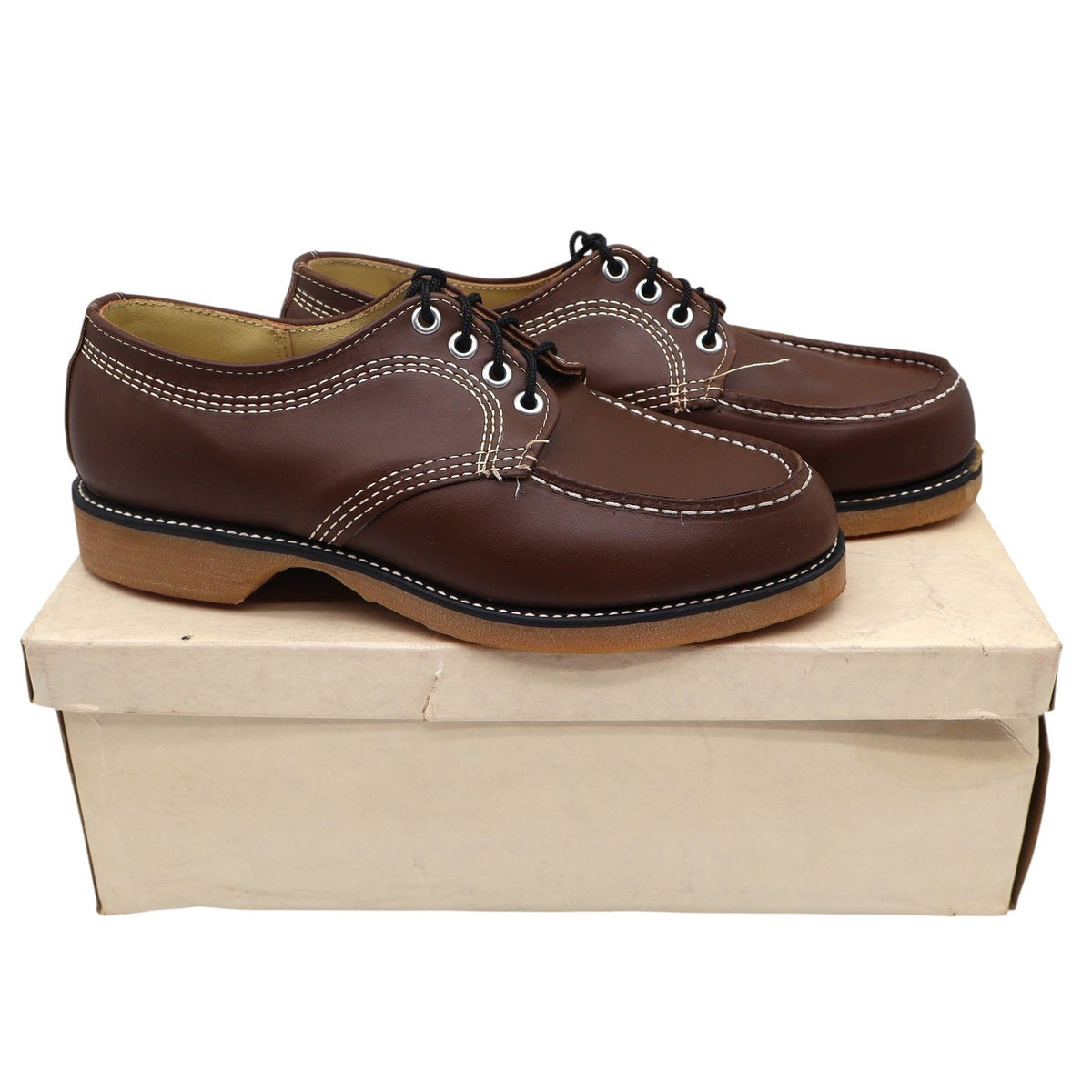 Cedar Crest Service Shoes Mens 6.5 Brown Leather Vintage Moc Toe Oxford Work - take2supply
