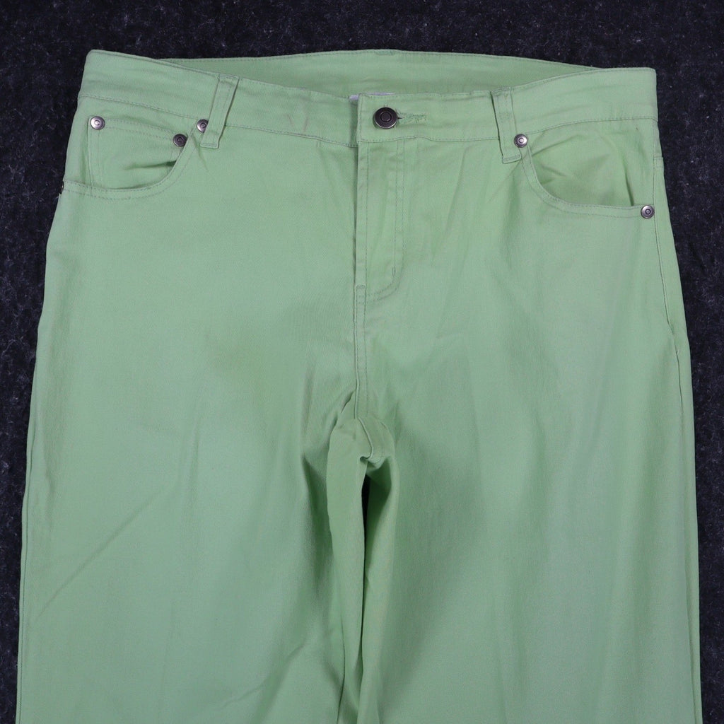 Casual Kiss Flare Pants Womens 10 L Lime Green Cotton Stretch Y2K Style C876 - take2supply
