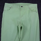 Casual Kiss Flare Pants Womens 10 L Lime Green Cotton Stretch Y2K Style C876 - take2supply