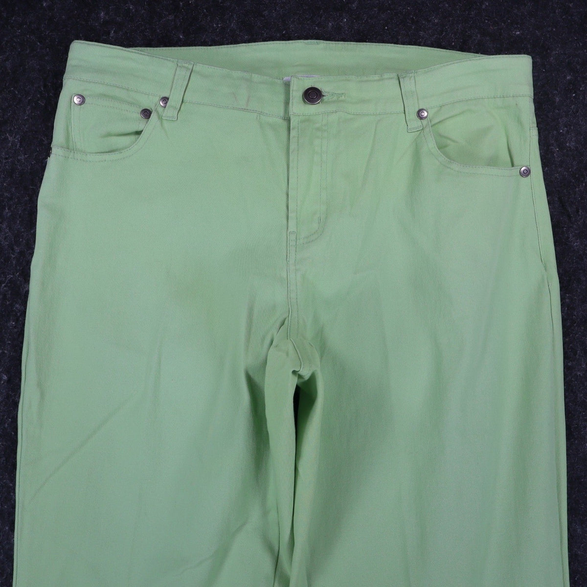 Casual Kiss Flare Pants Womens 10 L Lime Green Cotton Stretch Y2K Style C876 - take2supply