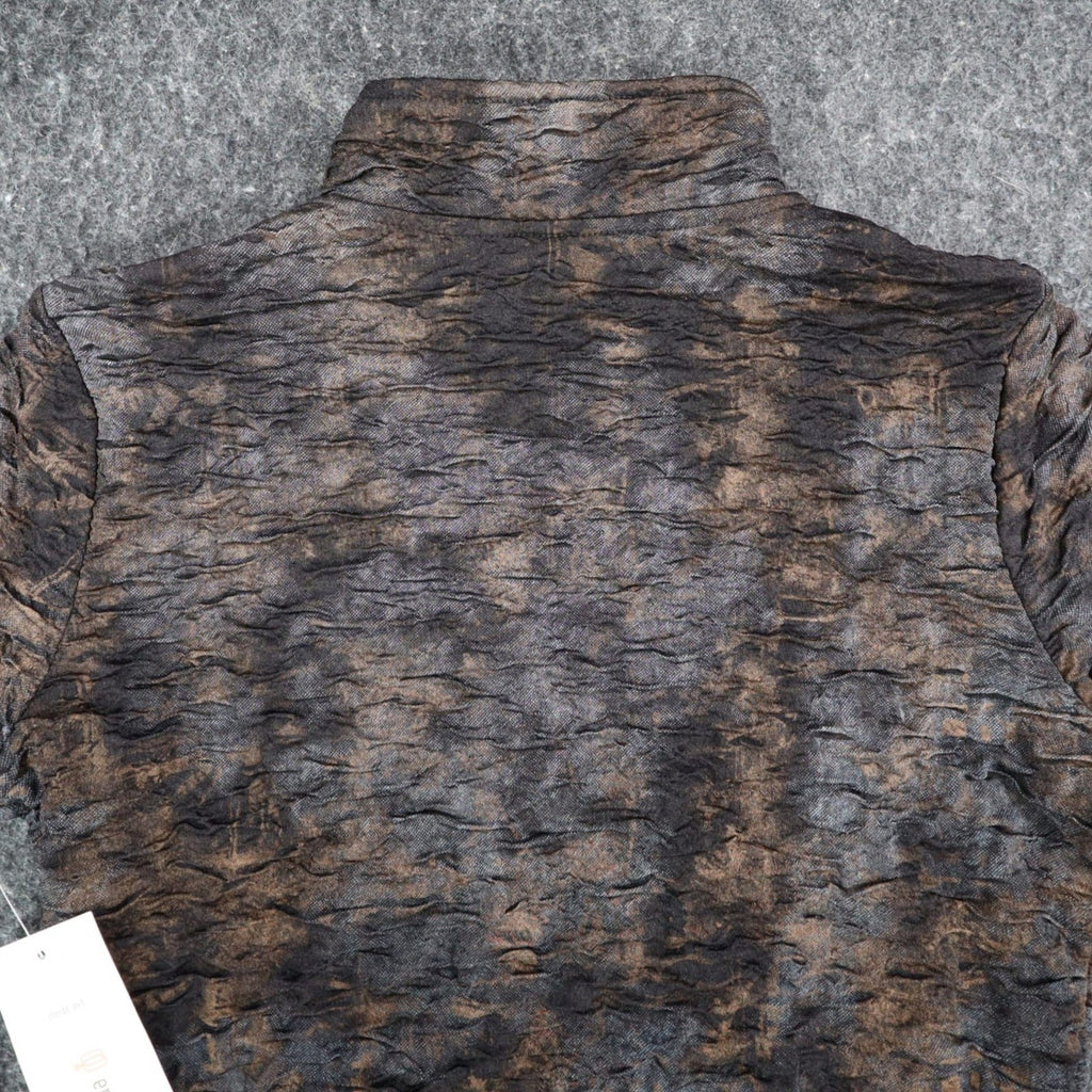Erin London Jacket Small NWT Brown Crinkle Textured Mock Neck Full Zip Stretch - take2supply
