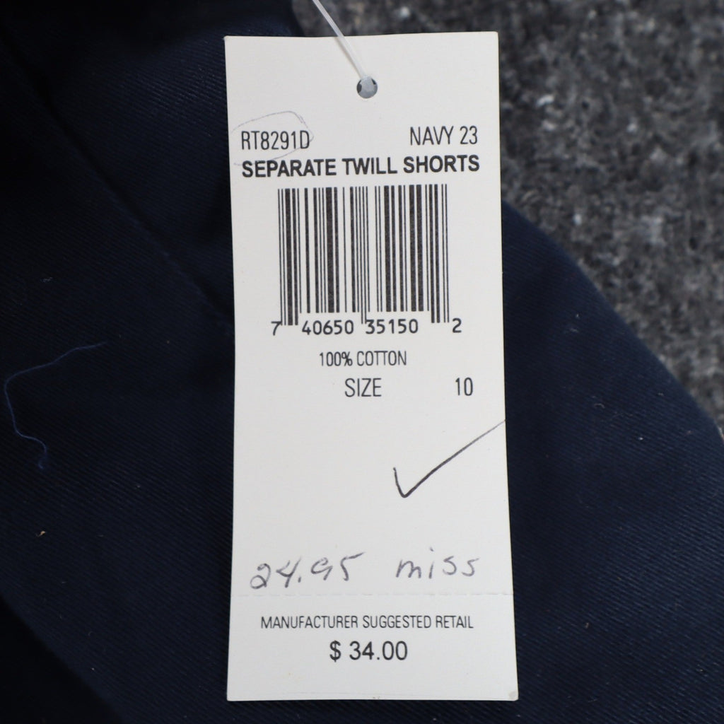 Rafaella Twill Shorts Womens 10 Vintage 90s Navy Blue Cotton Pleated Belted NWT - take2supply
