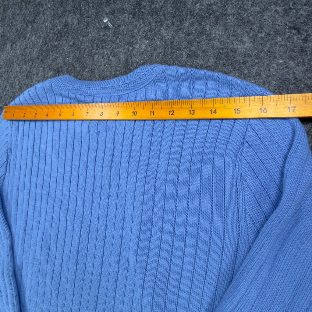 Excelsior Vintage 90s Ribbed Knit Sweater Mens Medium Blue Cotton Excellent - take2supply