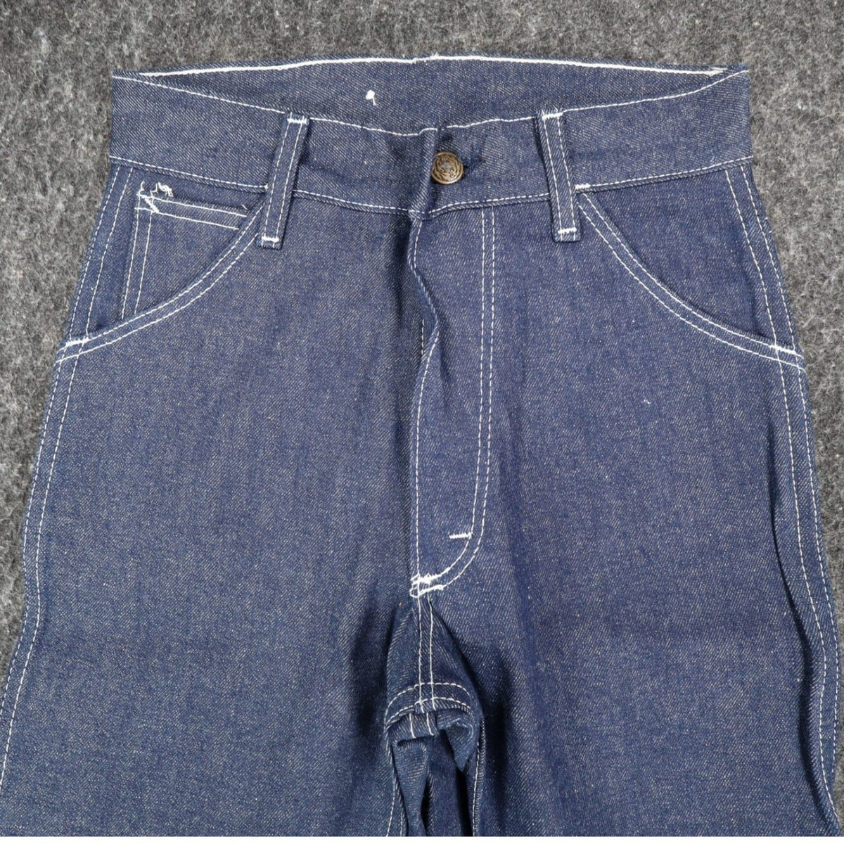 Key Jeans Denim Jeans Boys 12 Slim 24x30 Vintage 70s Dark Wash Rainbow Stitching - take2supply