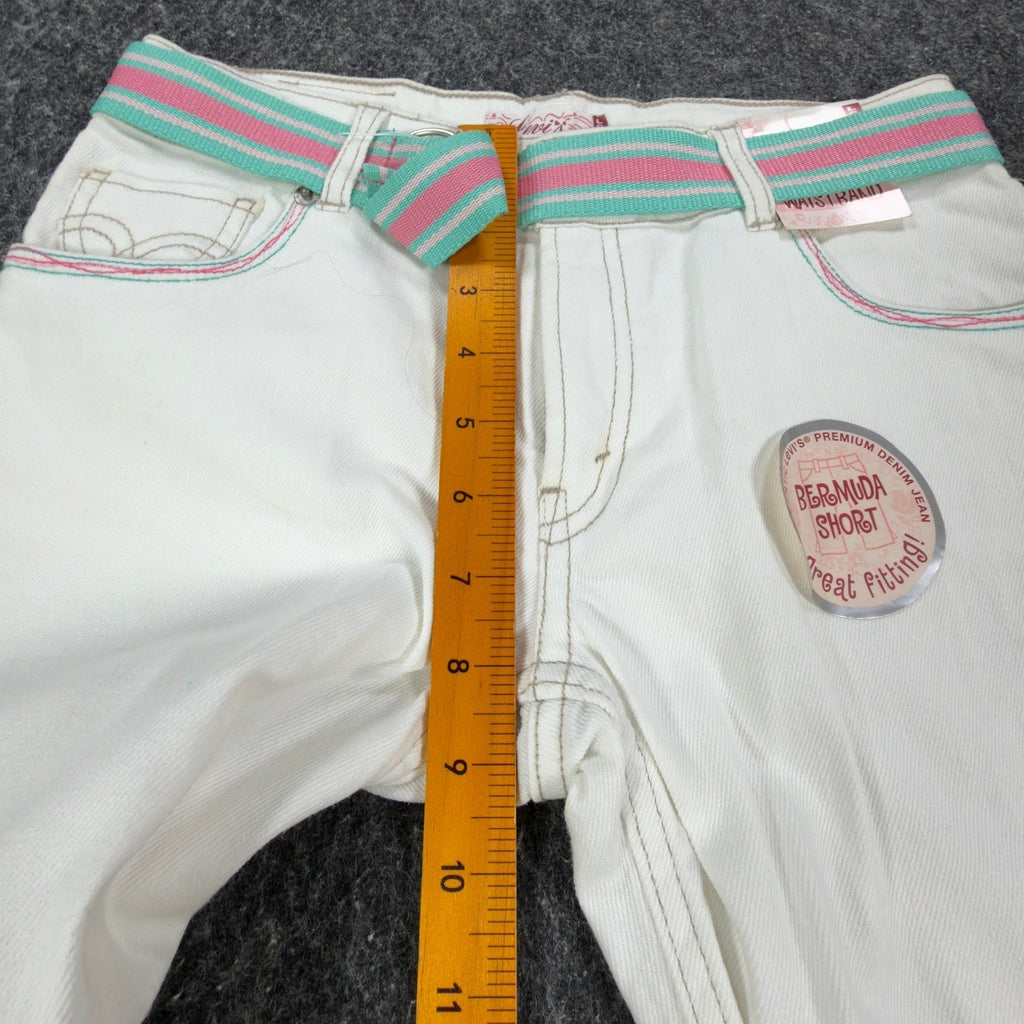 Levi's Y2K Bermuda Shorts Girls 14 White Ramie Cotton NWT C681 - take2supply
