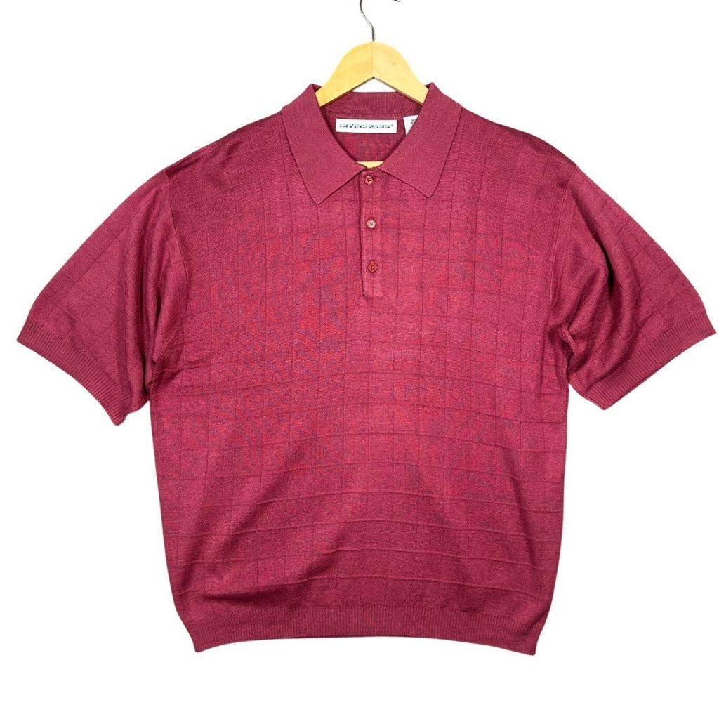 IRVINE PARK Mens Red Plaid Knit Short Sleeve Polo Shirt XL - take2supply