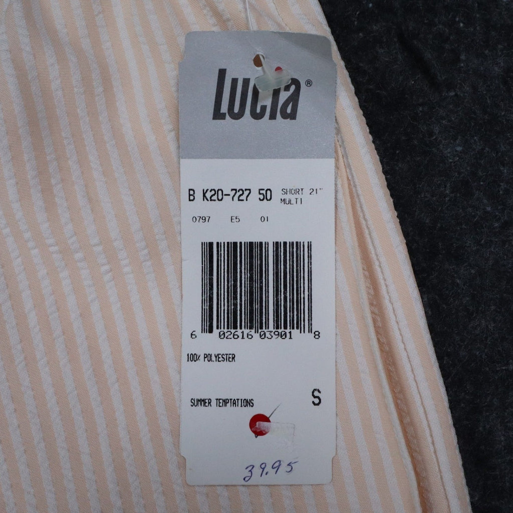 Lucia Seersucker Shorts Womens Small Vintage 90s Peach Striped Deadstock USA - take2supply