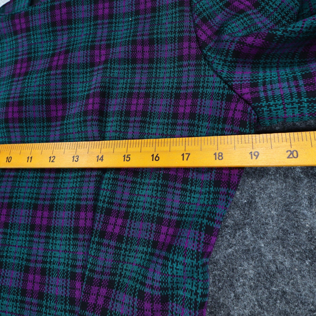 My Michelle Plaid Dress Womens 13/14 Vintage 90s Purple Green Long Sleeve Mini - take2supply