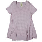 Vocal Rhinestone Stud Tunic Top Womens Small Mauve Pink High Low Layered V-Neck - take2supply