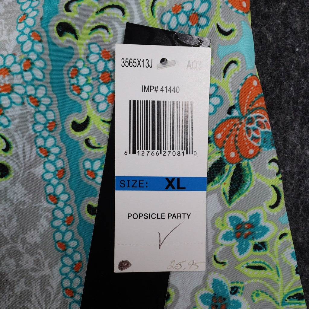 mymichelle Blouse XL Womens Aqua Blue Lace Back Scarf Print Sleeveless Top NEW - take2supply