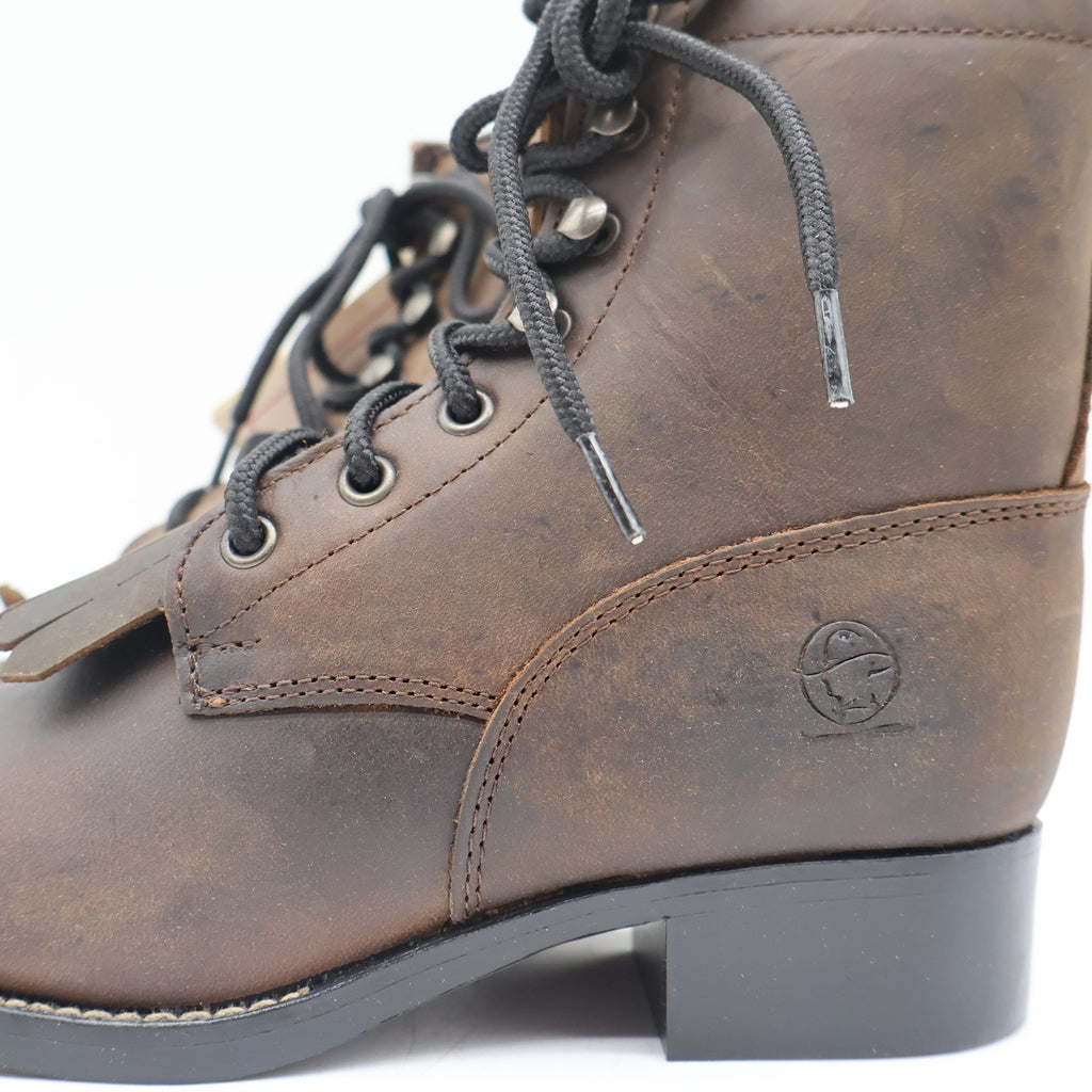 Durango Lil Legends Kids 13.5 Tan Leather Lace Roper Boots Vintage Deadstock NWT - take2supply