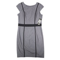 Sequin Hearts Sheath Dress Womens 13 Gray Black Trim Cap Sleeve Career Bodycon - take2supply