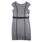 Sequin Hearts Sheath Dress Womens 13 Gray Black Trim Cap Sleeve Career Bodycon - take2supply