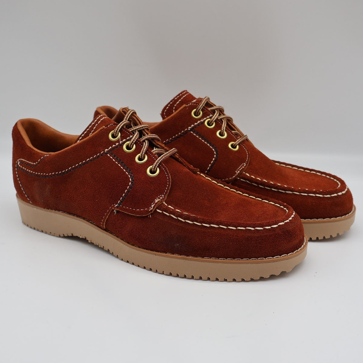 James Pepper Vintage 60s 70s Moc Toe Oxford Shoes Mens 6D Rust Suede Deadstock - take2supply