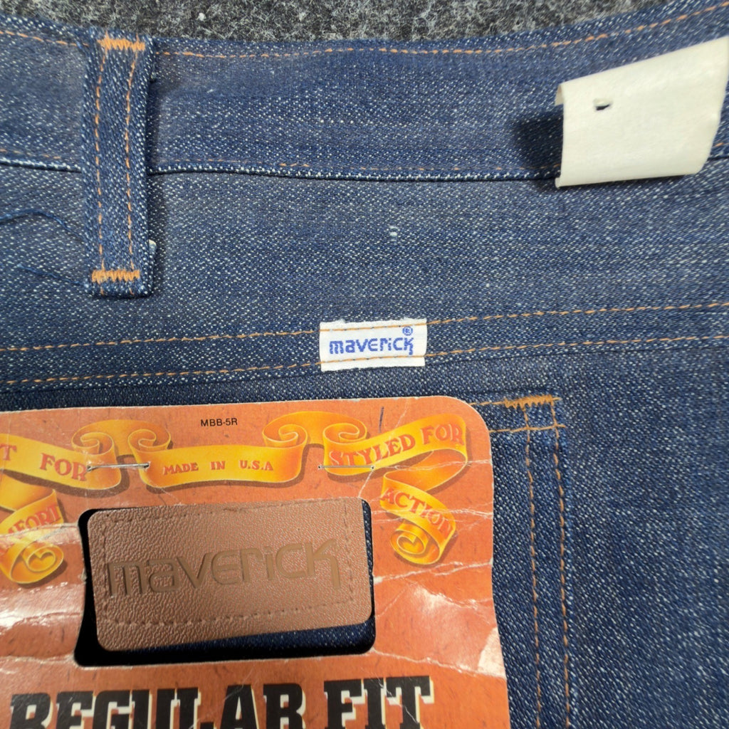 Maverick Vintage 1970s Bootcut Jeans Mens 42x34 Dark Wash Cotton Denim NOS NEW - take2supply