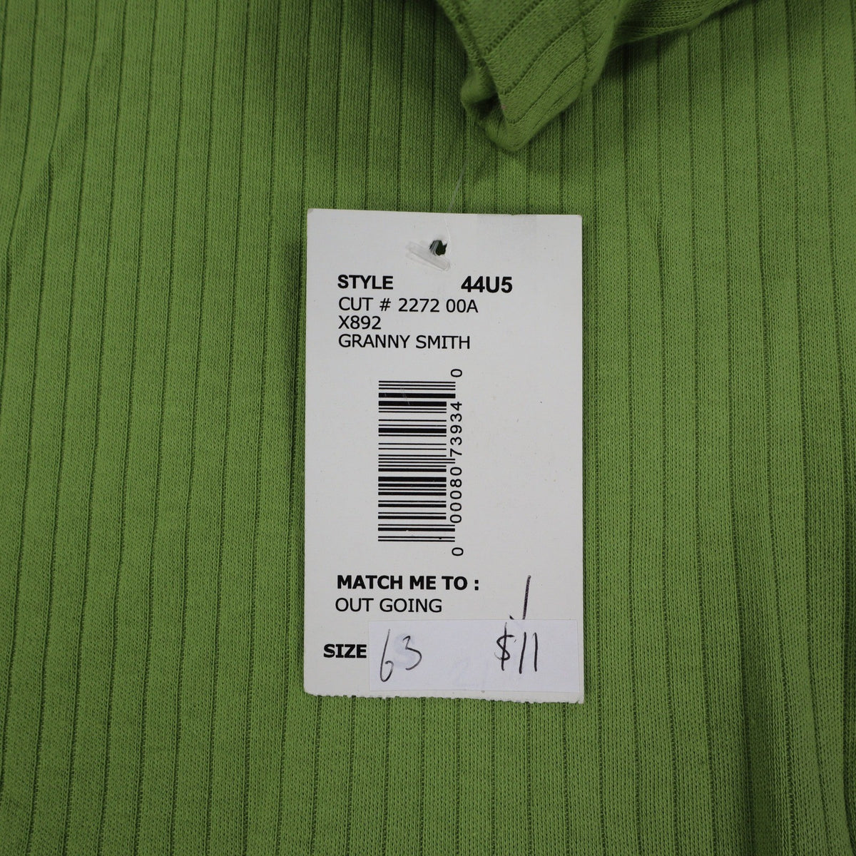 Nikki Mock Neck Top Small Y2K Granny Smith Green Ribbed Long Sleeve 44U5 NEW - take2supply