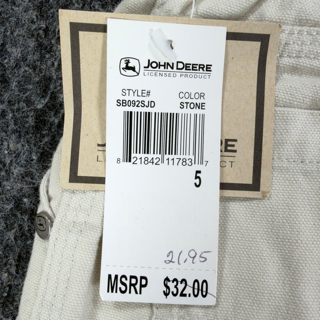 John Deere Carpenter Shorts Boys 5 Stone Cotton Canvas NWT Deadstock - take2supply