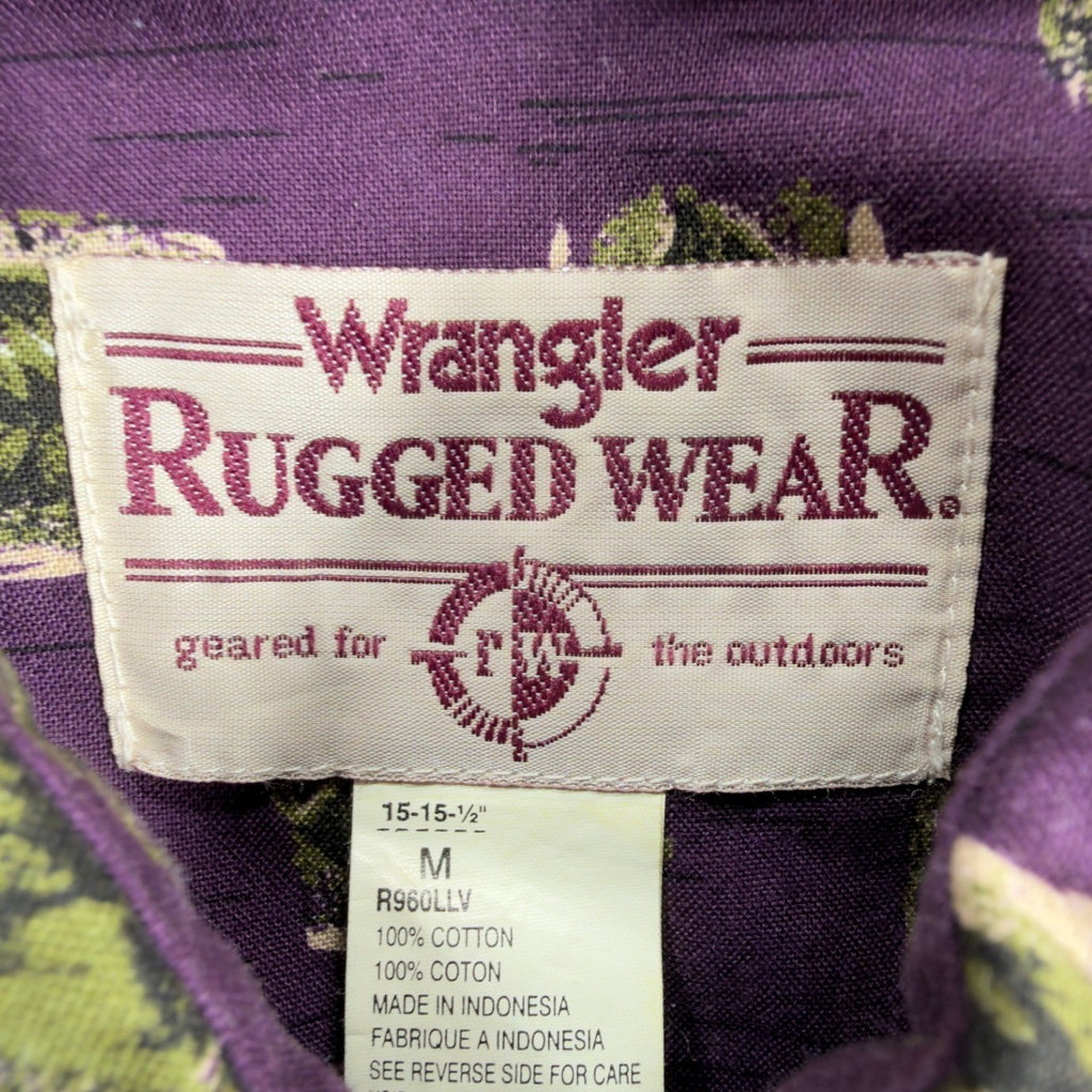 Wrangler 90s Rugged Wear Shirt Mens M Purple Cotton Leaf Print NWT R960LLV - take2supply