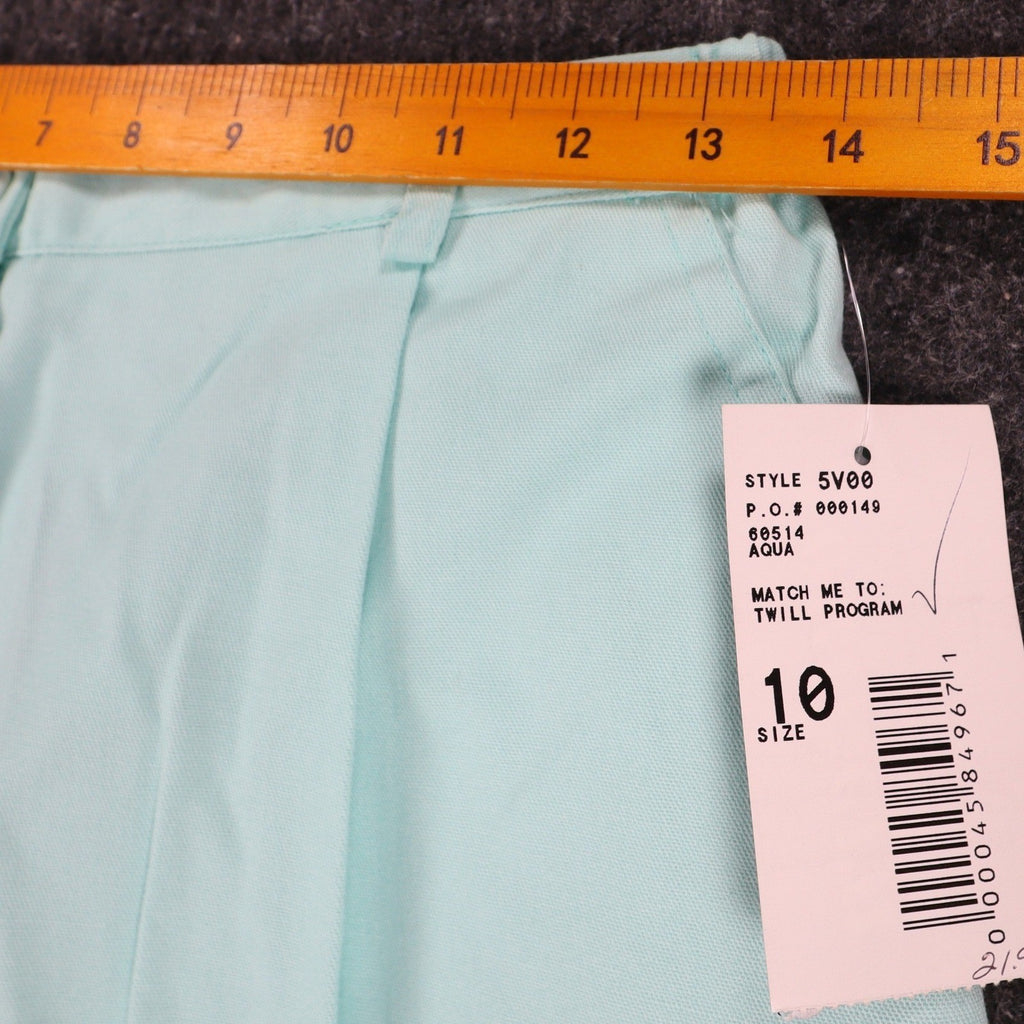 Southern Lady Pleated Shorts Womens Size 10 Aqua Twill High Waist Elastic Back - take2supply