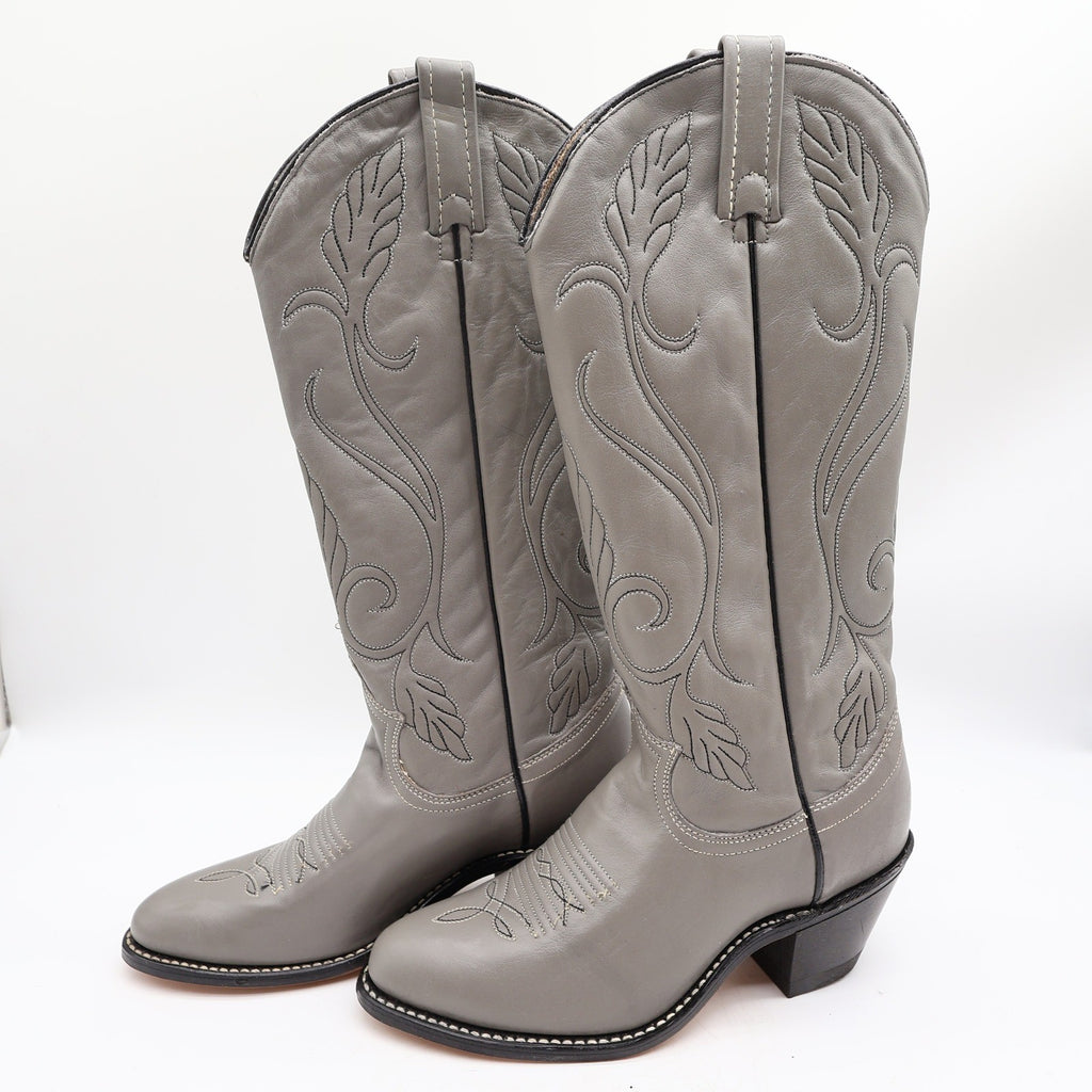 Acme Vintage 80s Cowboy Boots Womens 6 Grey Nappa Leather New Box 692 - take2supply