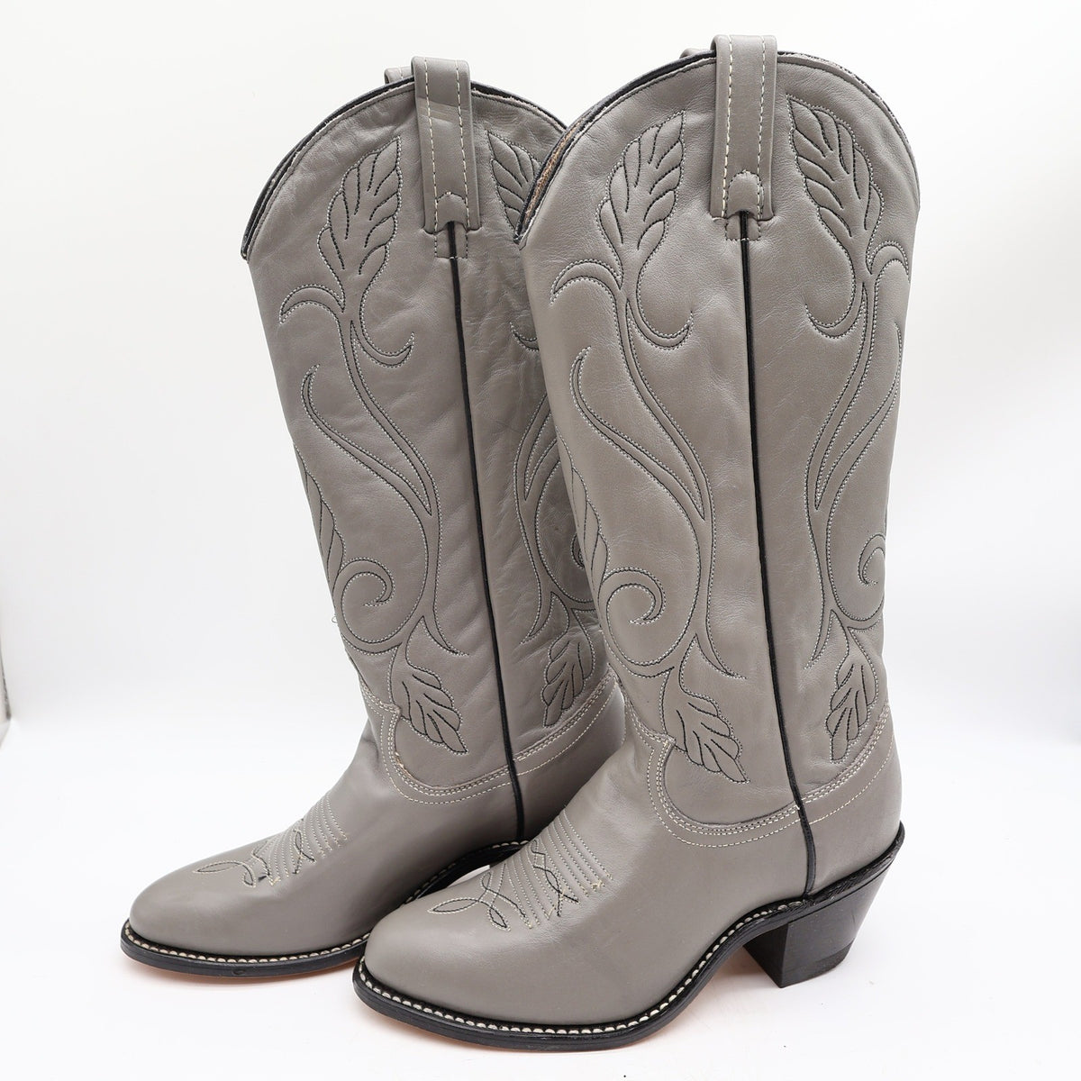 Acme Vintage 80s Cowboy Boots Womens 6 Grey Nappa Leather New Box 692 - take2supply