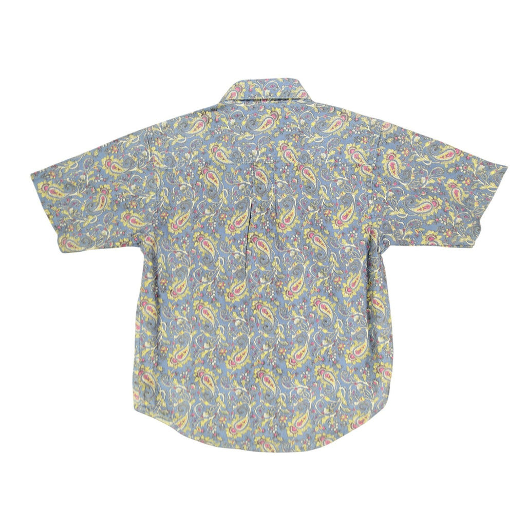 Cotler 90s Paisley Button Up Shirt Boys 6 Blue Cotton NWT Deadstock - take2supply