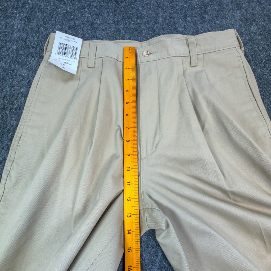 Wolf Mountain Key Shorts Mens 32 Tan Khaki 100% Cotton Pleated Vintage USA NWT - take2supply