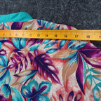 Xtrovert Blouse Womens 8 Vintage 90s Teal Floral Faux Vest Rayon Short Sleeve - take2supply