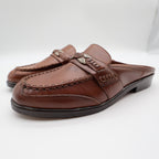 g.WIZ Faye Mule Loafers Womens 6.5M Vintage Brown Leather Woven Metal Detail - take2supply