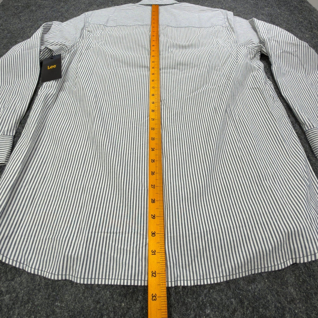 Lee Men XL Ecru Stripe Button Down Shirt Long Sleeve Cotton Stretch NWT C451 - take2supply