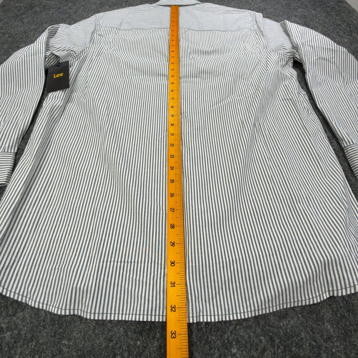 Lee Men XL Ecru Stripe Button Down Shirt Long Sleeve Cotton Stretch NWT C451 - take2supply