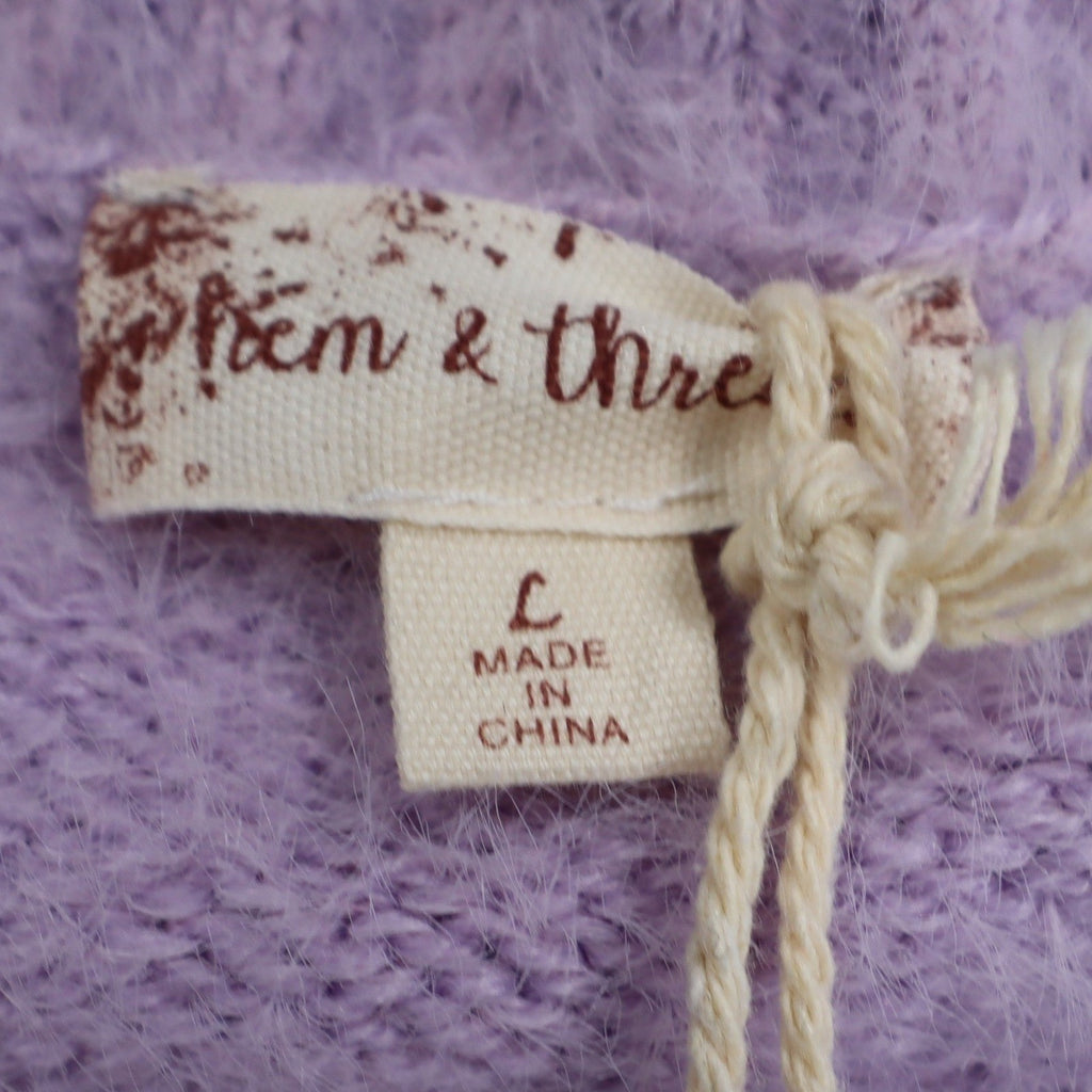 Hem & Thread Weekend Sweater Womens Large Lavender Fuzzy Eyelash Knit 31351 - take2supply