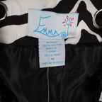 Emma J Zebra Print Jacket Womens M Y2K Black White Cotton Grommet Eyelet Trim - take2supply