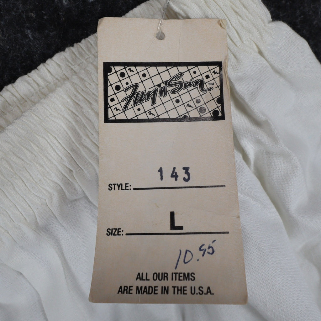 Just n Sun Shorts Kids Large Vintage 90s White Neon Graphic Cotton Deadstock USA - take2supply