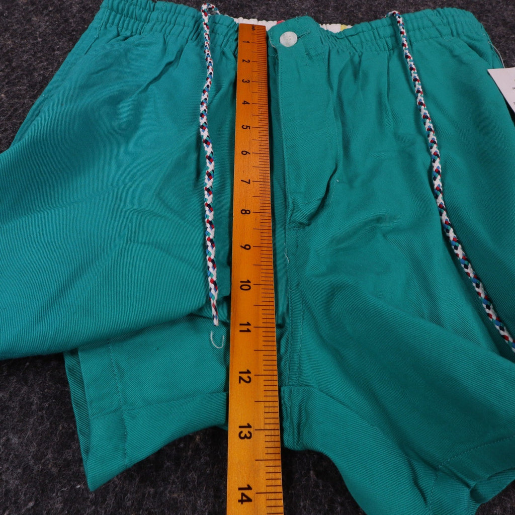 Jantzen Sport Shorts Mens S Vintage 90s Lagoon Green Cotton Braided Drawstring - take2supply