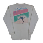 Buffalo Shirts Henley Shirt Medium Vintage 90s Skier Graphic Long Sleeve Cream - take2supply