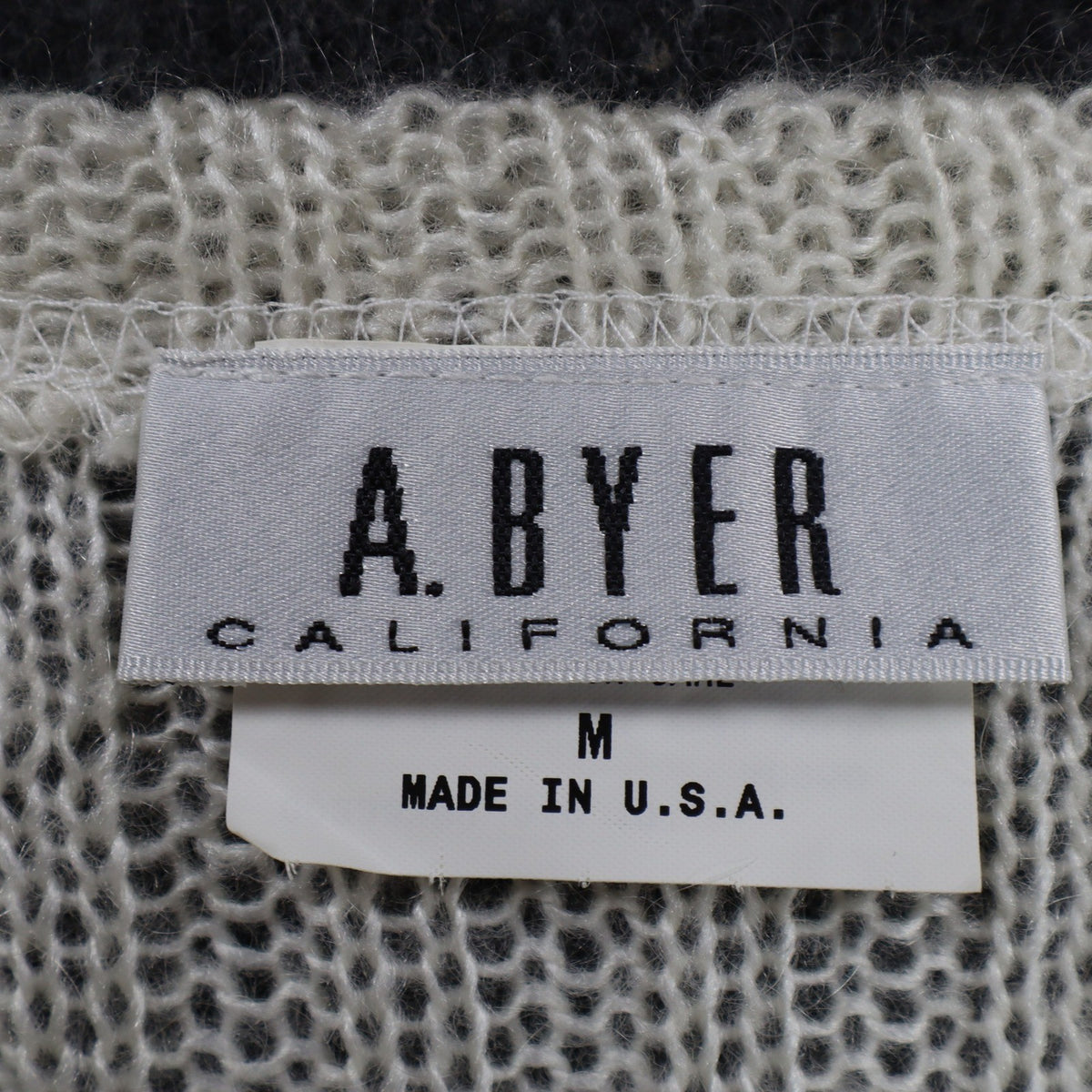 A. Byer Sweater Womens Medium Vintage 90s Cream Mohair Ribbed Open Knit Top - take2supply