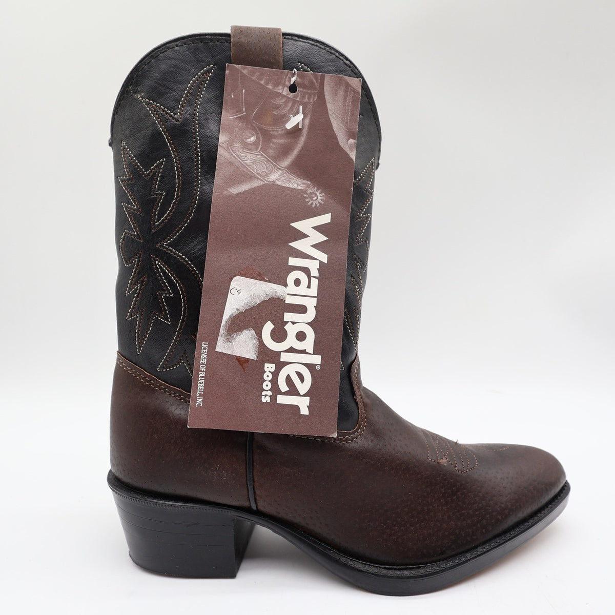 Wrangler Vintage Western Cowboy Boots Childrens 1.5 Brown Black Leather NWT - take2supply
