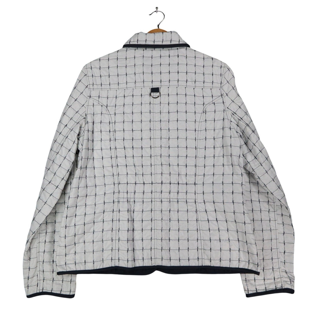 Marcona Reversible Quilted Jacket Womens Medium White Navy Grid Snap Front NWT - take2supply