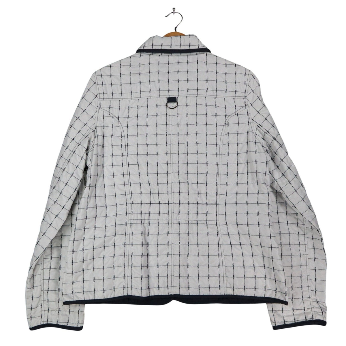 Marcona Reversible Quilted Jacket Womens Medium White Navy Grid Snap Front NWT - take2supply