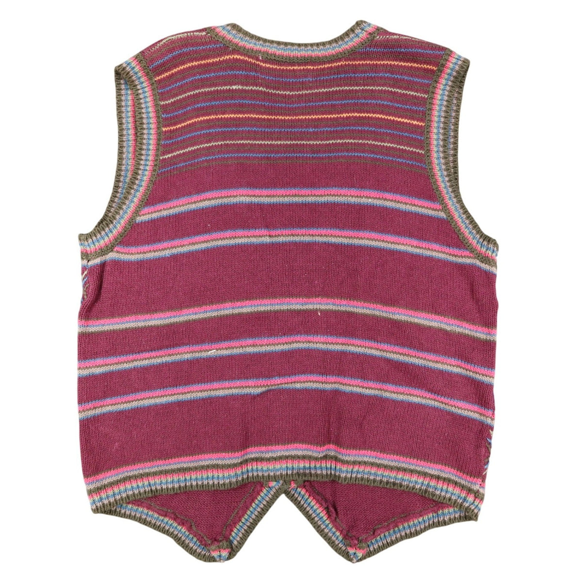 Donnkenny Sweater Vest Womens M Vintage 90s Burgundy Beaded Fair Isle Cotton - take2supply