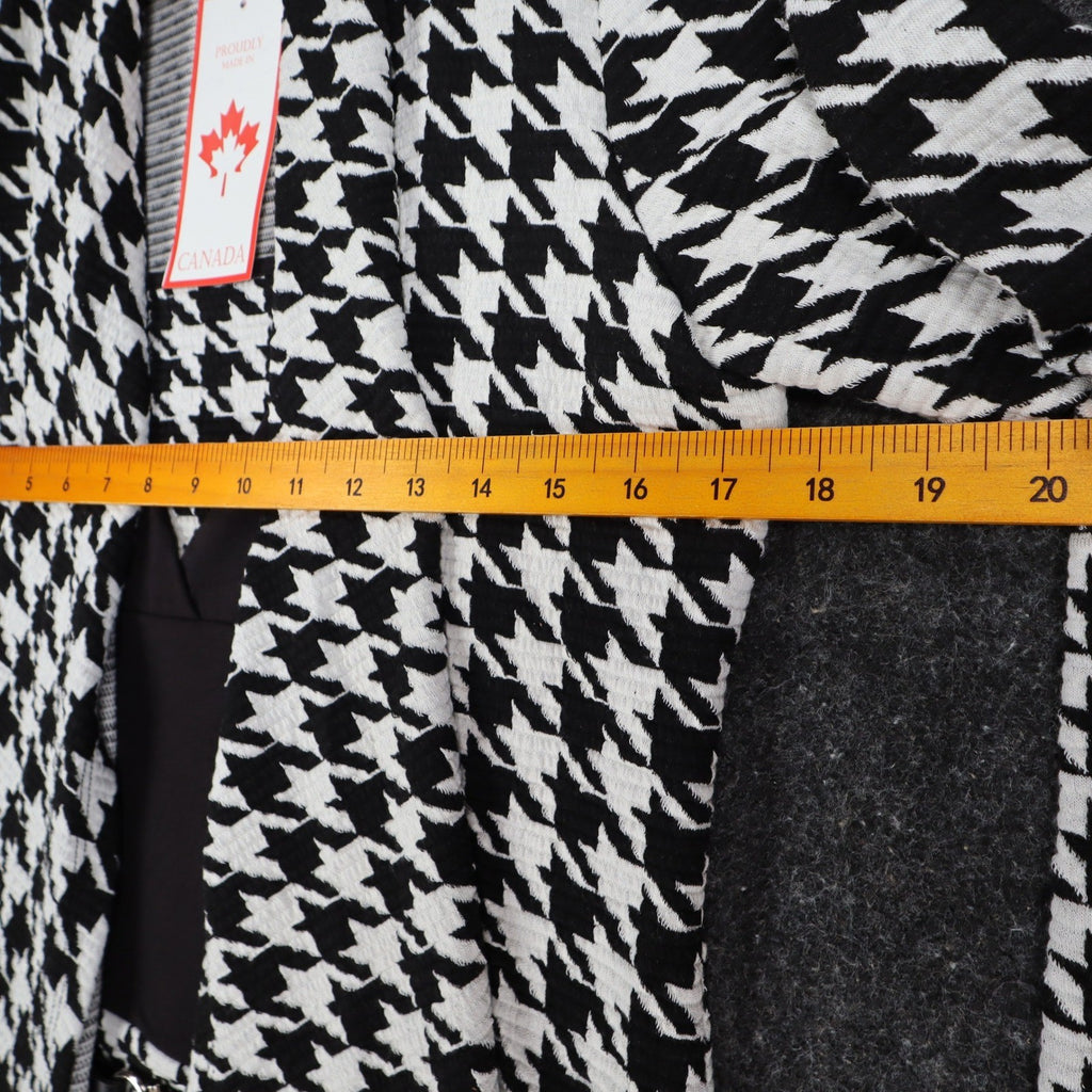 Lanalee Cardigan Women Small Black White Houndstooth Open Front Made in Canada - take2supply