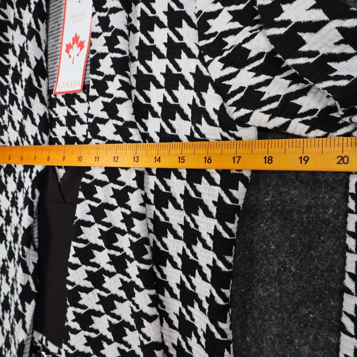 Lanalee Cardigan Women Small Black White Houndstooth Open Front Made in Canada - take2supply